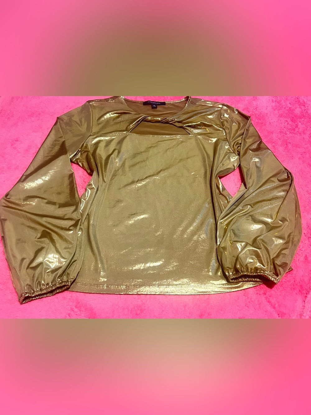 Marc New York Metallic Gold Long-Sleeve Top